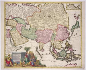 Mapa da Ásia, Tartaria, Japão, Filipinas e Índias Orientais, gravado por G. van Gouwen, c.1690